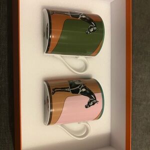 Set of Two Hermes La Serpentine Coffee Mugs, No. 1 and 3